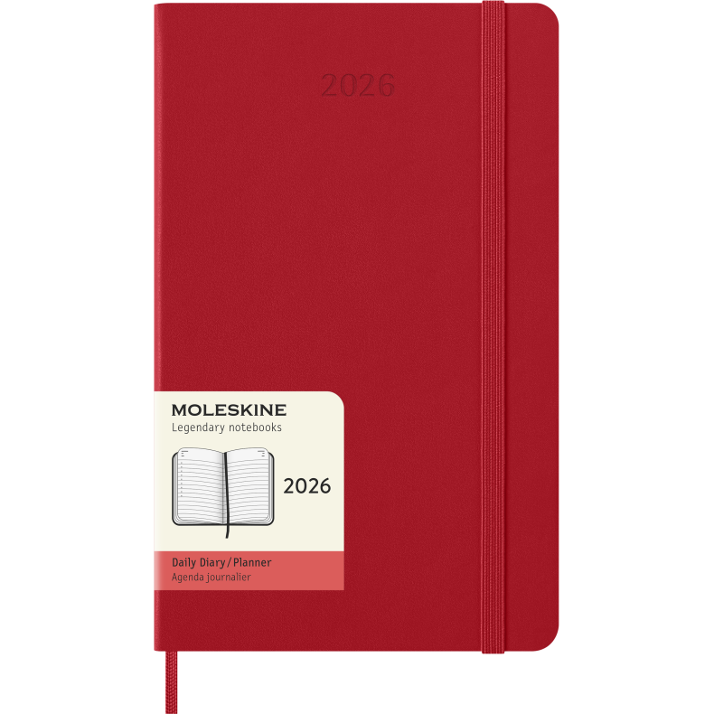 MOLESKINE 12M HARD COVER DAILY DIARY LARGE RED 2026