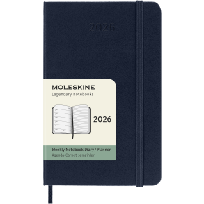 MOLESKINE 12M HARD COVER WEEKLY NOTEBOOK DIARY POCKET SAPHIRE BLUE 2026