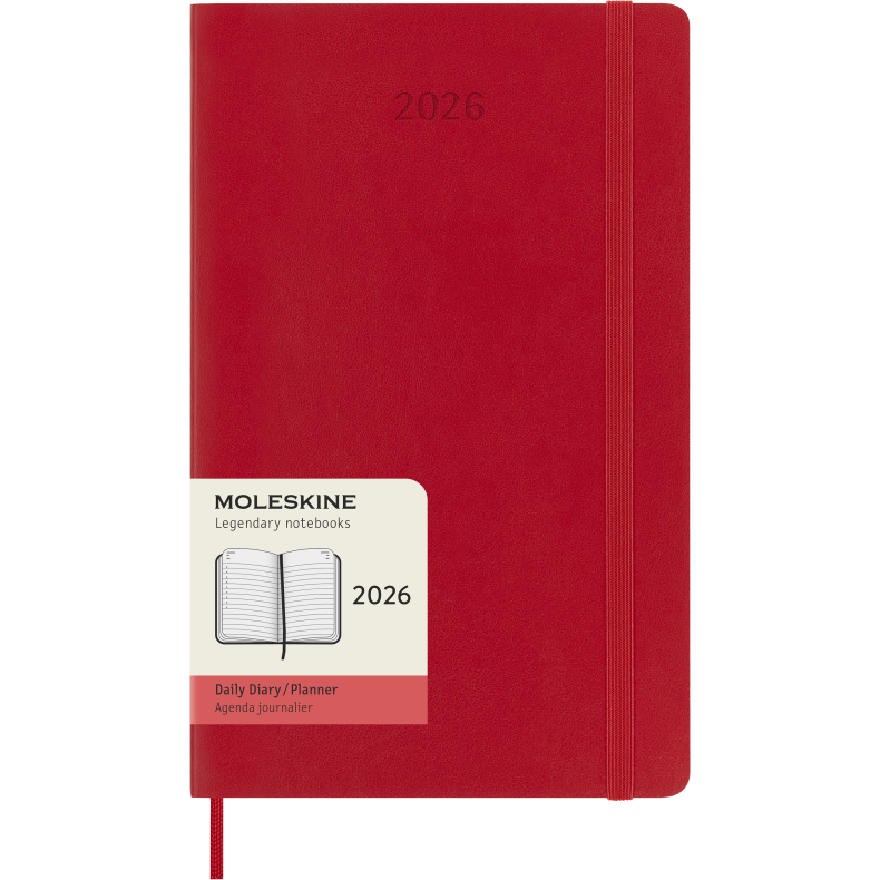 MOLESKINE 12M SOFT COVER DAILY DIARY LARGE RED 2026