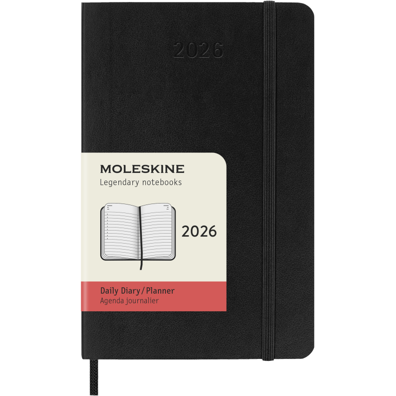 MOLESKINE 12M SOFT COVER DAILY DIARY POCKET BLACK 2026
