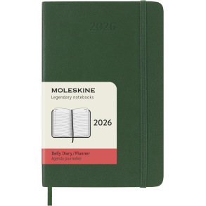 MOLESKINE 12M SOFT COVER DAILY DIARY POCKET GREEN 2026