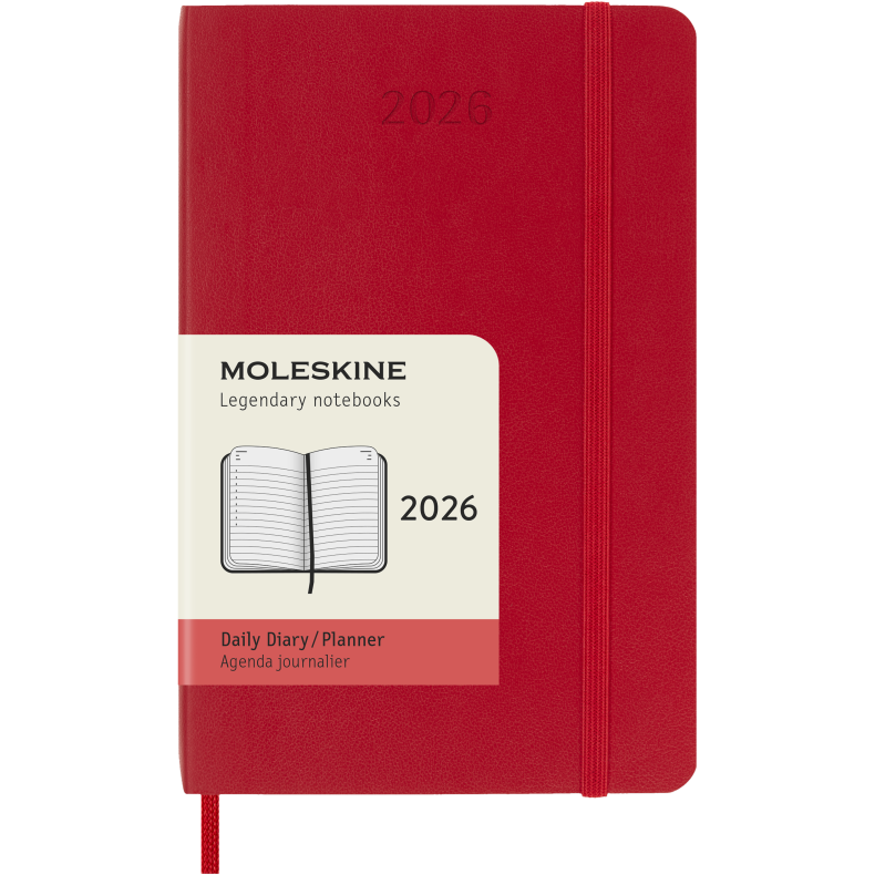 MOLESKINE 12M SOFT COVER DAILY DIARY POCKET RED 2026