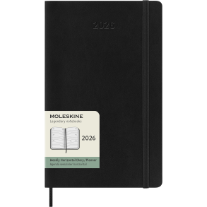 MOLESKINE 12M SOFT COVER WEEKLY HORIZONTAL DIARY LARGE BLACK 2026