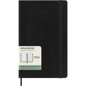 MOLESKINE 12M SOFT COVER WEEKLY NOTEBOOK DIARY LARGE BLACK 2026
