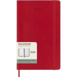 MOLESKINE 12M SOFT COVER WEEKLY NOTEBOOK DIARY LARGE RED 2026