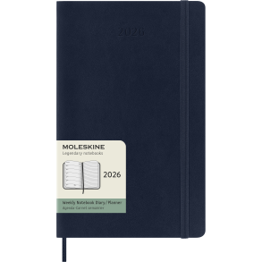 MOLESKINE 12M SOFT COVER WEEKLY NOTEBOOK DIARY LARGE SAPHIRE BLUE 2026