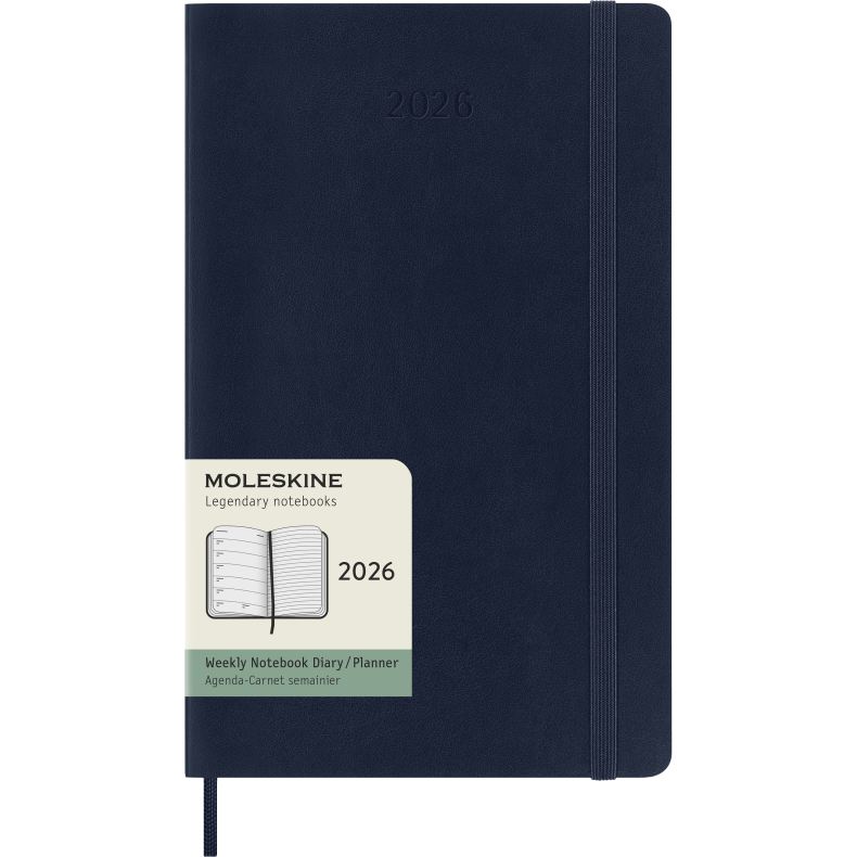 MOLESKINE 12M SOFT COVER WEEKLY NOTEBOOK DIARY LARGE SAPHIRE BLUE 2026