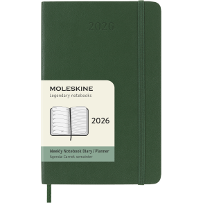 MOLESKINE 12M SOFT COVER WEEKLY NOTEBOOK DIARY POCKET GREEN 2026