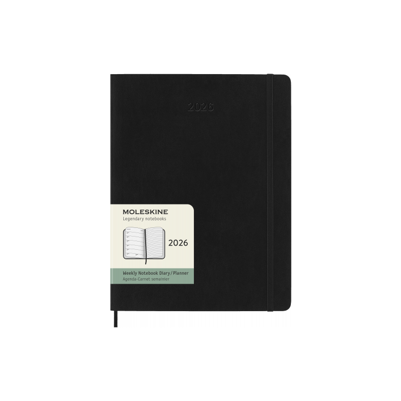 MOLESKINE 12M SOFT COVER WEEKLY NOTEBOOK DIARY XL BLACK 2026