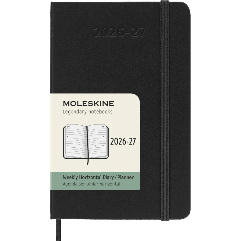 MOLESKINE 18M HARD COVER WEEKLY HORIZONTAL DIARY 2026-27 - POCKET BLACK
