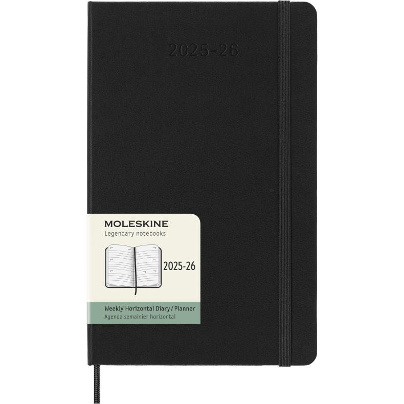 MOLESKINE 18M HARD COVER WEEKLY HORIZONTAL DIARY LARGE BLACK 2025-26