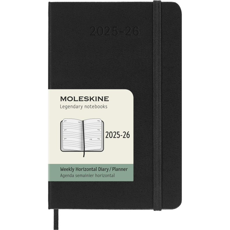 MOLESKINE 18M HARD COVER WEEKLY HORIZONTAL DIARY POCKET BLACK 2025-26