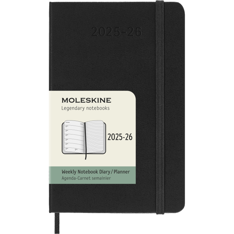 MOLESKINE 18M HARD COVER WEEKLY NOTEBOOK DIARY POCKET BLACK 2025-26