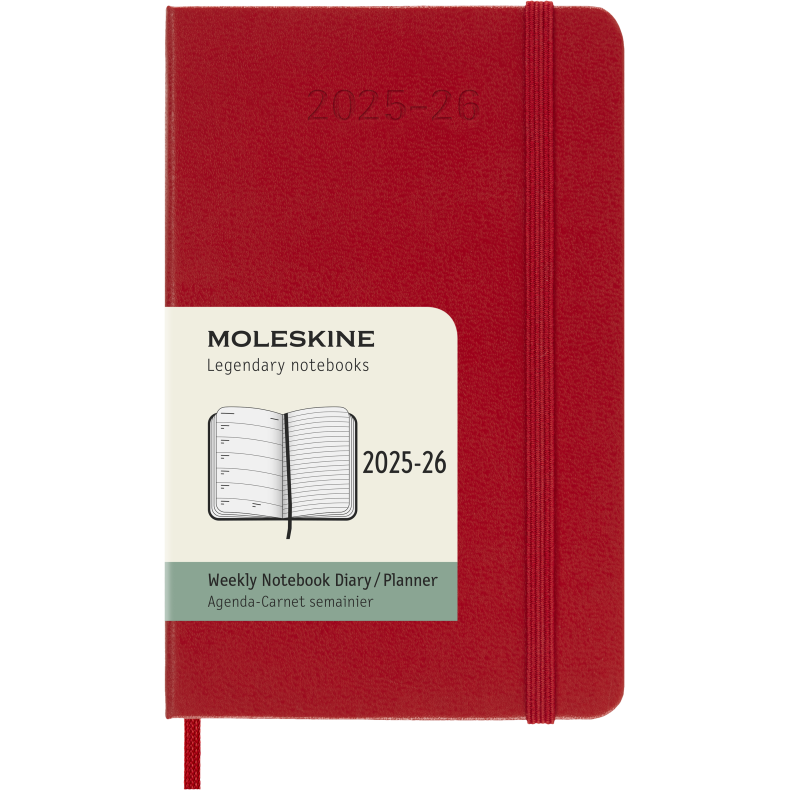 MOLESKINE 18M HARD COVER WEEKLY NOTEBOOK DIARY POCKET RED 2025-26