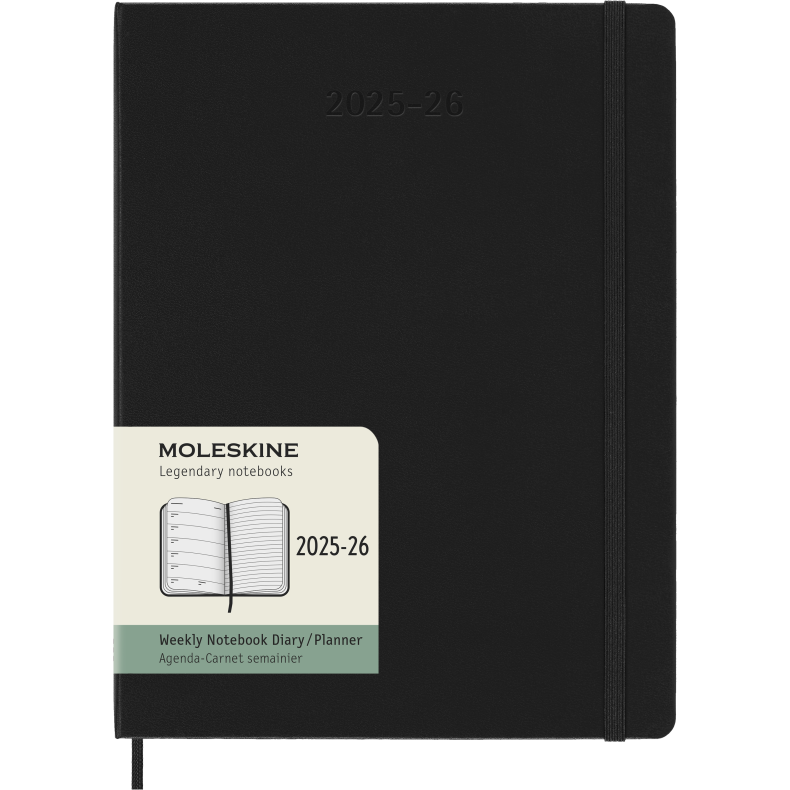 MOLESKINE 18M HARD COVER WEEKLY NOTEBOOK DIARY XL BLACK 2025-26