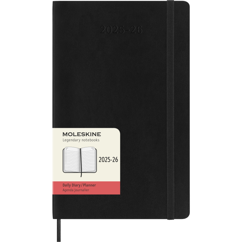 MOLESKINE 18M SOFT COVER DAILY DIARY LARGE BLACK 2025-26
