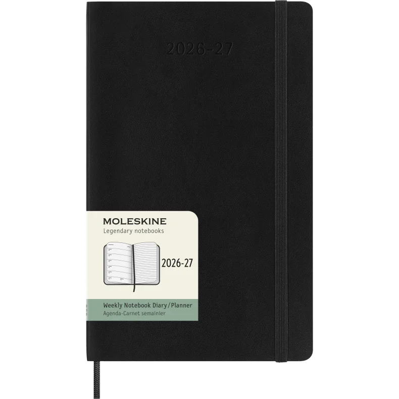MOLESKINE 18M SOFT COVER WEEKLY NOTEBOOK 2026-27 - LARGE BLACK