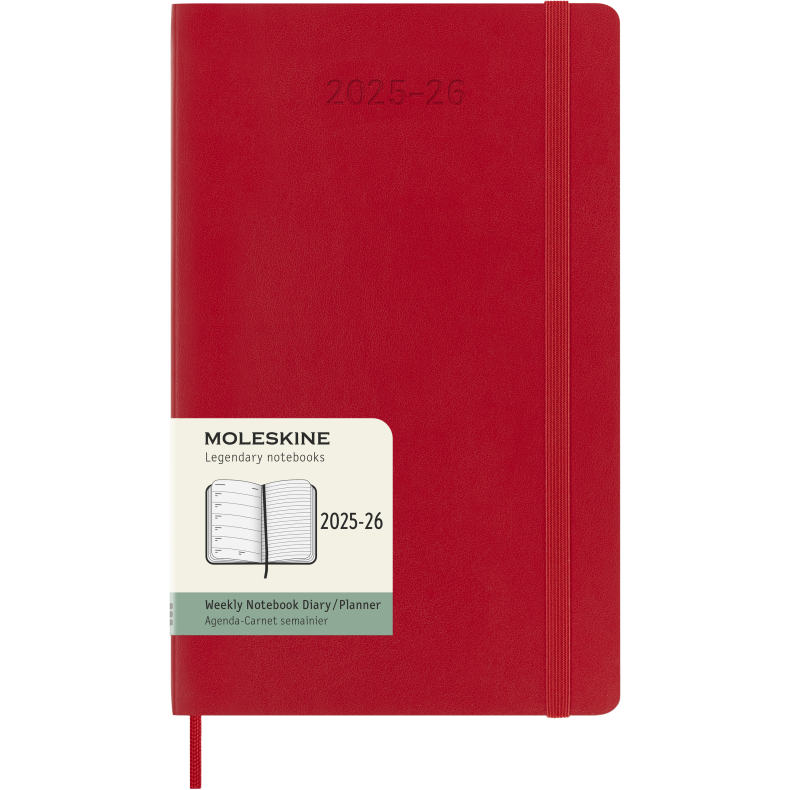 MOLESKINE 18M SOFT COVER WEEKLY NOTEBOOK DIARY LARGE RED 2025-26