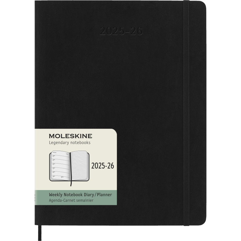 MOLESKINE 18M SOFT COVER WEEKLY NOTEBOOK DIARY XL BLACK 2025-26