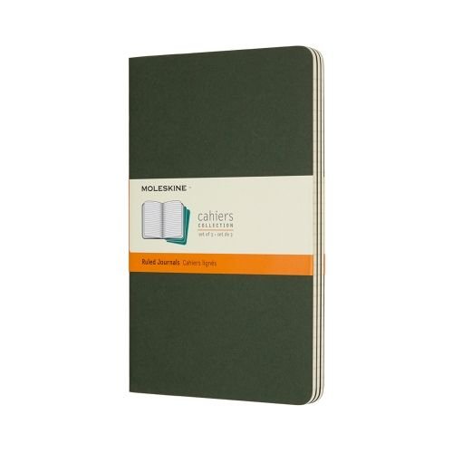 MOLESKINE CAHIER JOURNALS - LARGE GREEN RULED (SÆT MED 3 STK ...