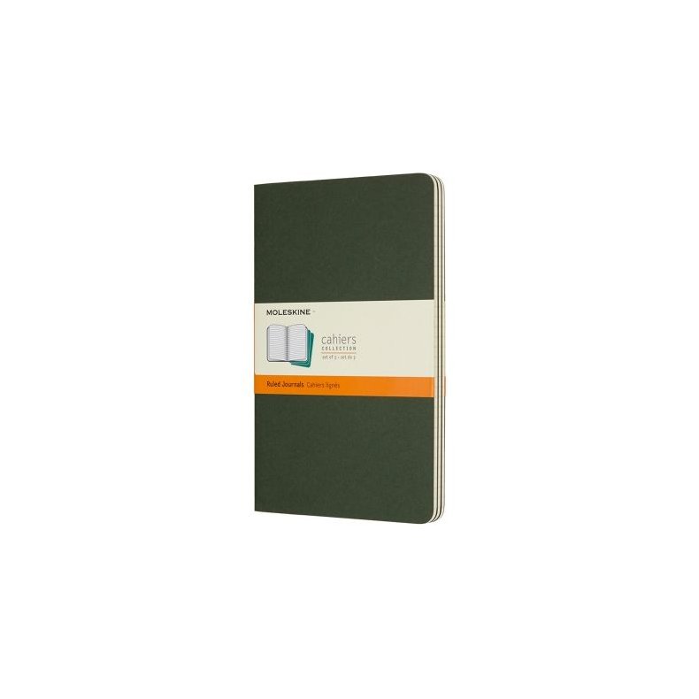 MOLESKINE CAHIER JOURNALS - LARGE GREEN RULED (ST MED 3 STK.)