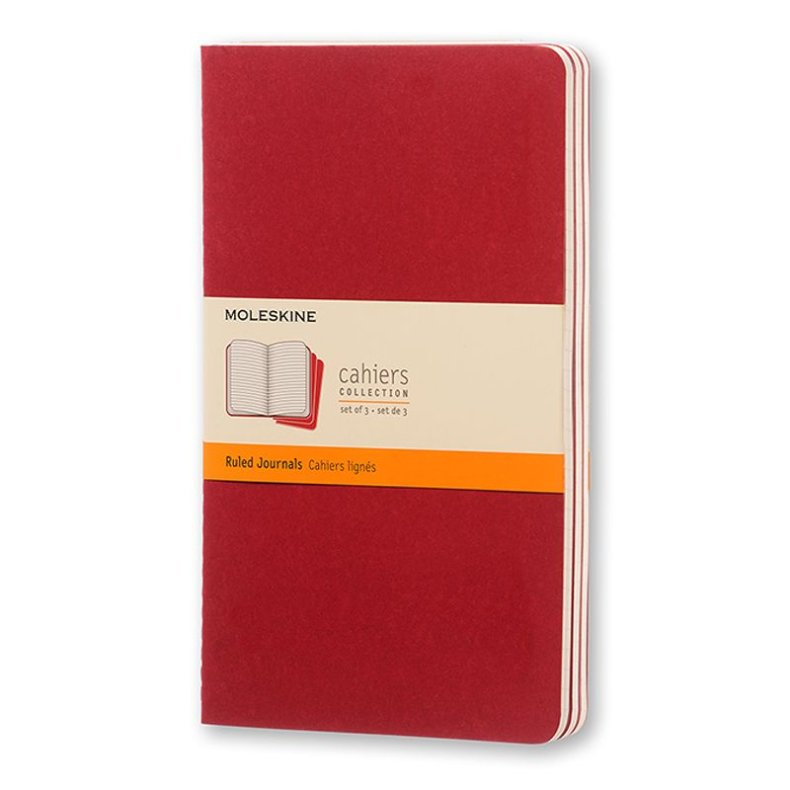 MOLESKINE CAHIER JOURNALS - LARGE RED RULED (ST MED 3 STK.)