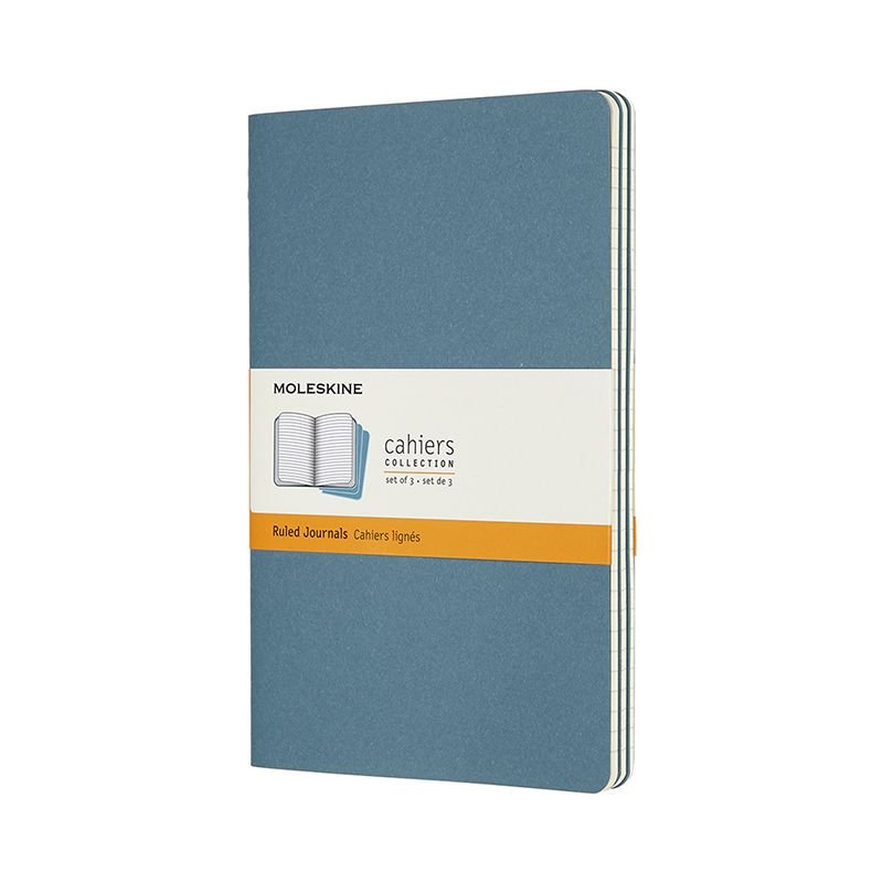 MOLESKINE CAHIER JOURNALS - LARGE REEF BLUE RULED (SÆT MED 3 STK ...