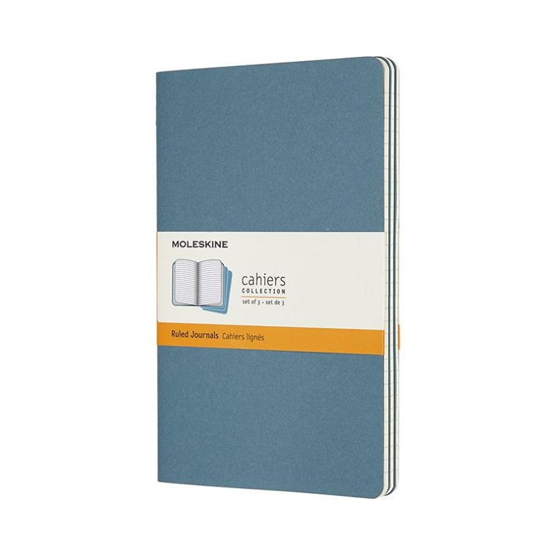 MOLESKINE CAHIER JOURNALS - LARGE REEF BLUE RULED (ST MED 3 STK.)