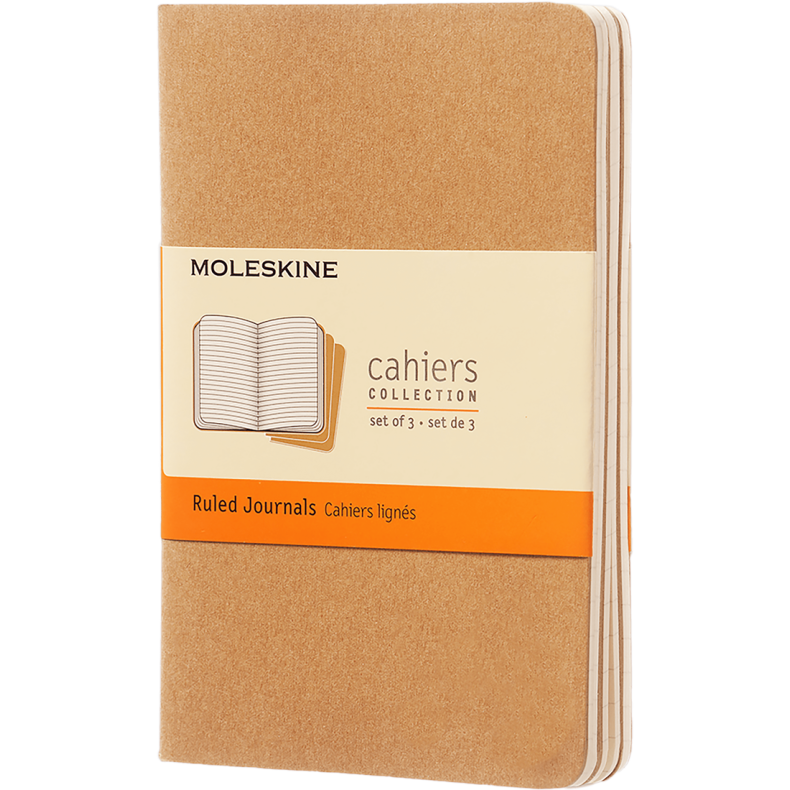 MOLESKINE CAHIER JOURNALS - POCKET KRAFT BROWN RULED (ST M. 3 STK.)