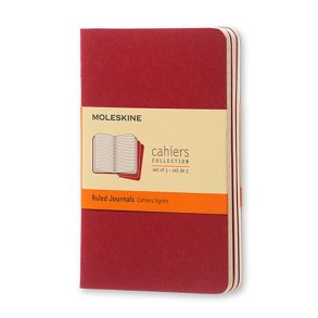 MOLESKINE CAHIER JOURNALS - POCKET RED RULED (ST MED 3 STK.)