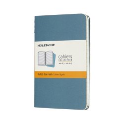 MOLESKINE CAHIER JOURNALS - POCKET REEF BLUE RULED (ST MED 3 STK.)