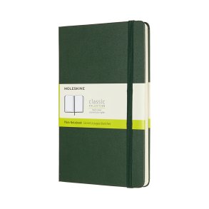 MOLESKINE CLASSIC NOTEBOOK HARD COVER - LARGE GREEN PLAIN