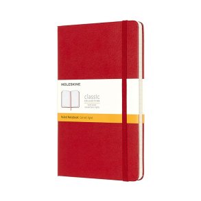 MOLESKINE CLASSIC NOTEBOOK HARD COVER - LARGE RED RULED