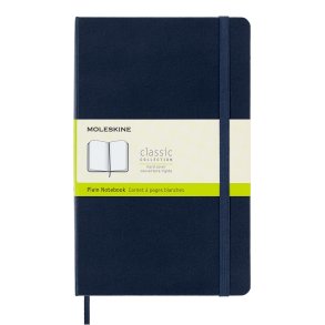 MOLESKINE CLASSIC NOTEBOOK HARD COVER - LARGE SAPHIRE BLUE PLAIN