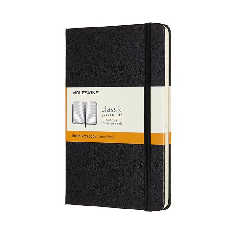 MOLESKINE CLASSIC NOTEBOOK HARD COVER - MEDIUM BLACK RULED